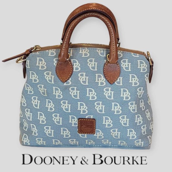 Dooney & Bourke Handbags - Dooney & Bourke Blue Logo Jacquard Handled Dome Purse with Optional Crossbody
